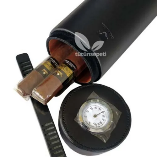 Cohiba Silindir Humidor - Deri Puro Kutusu